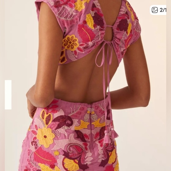 Anthropologie Dresses & Skirts - Anthropologie Magenta Dress with Embroidered Details